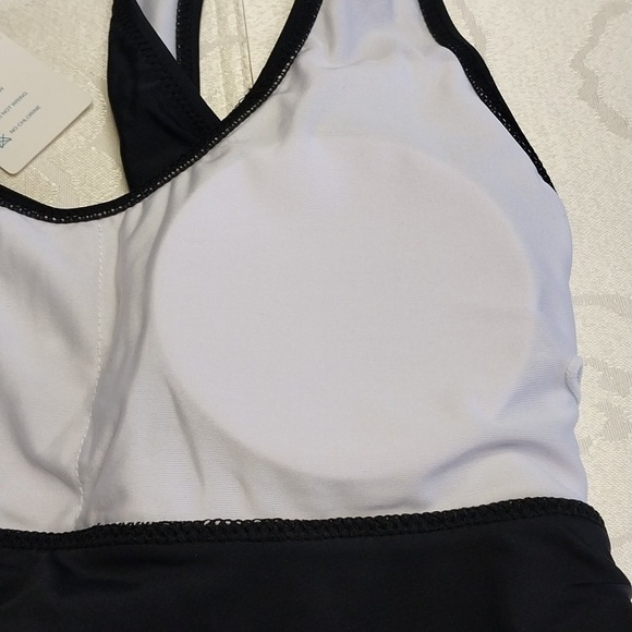 Beachsissi NWT Sz Small Tankini Swimsuit‎ Black White Palm Print Tummy Control - Picture 8 of 12